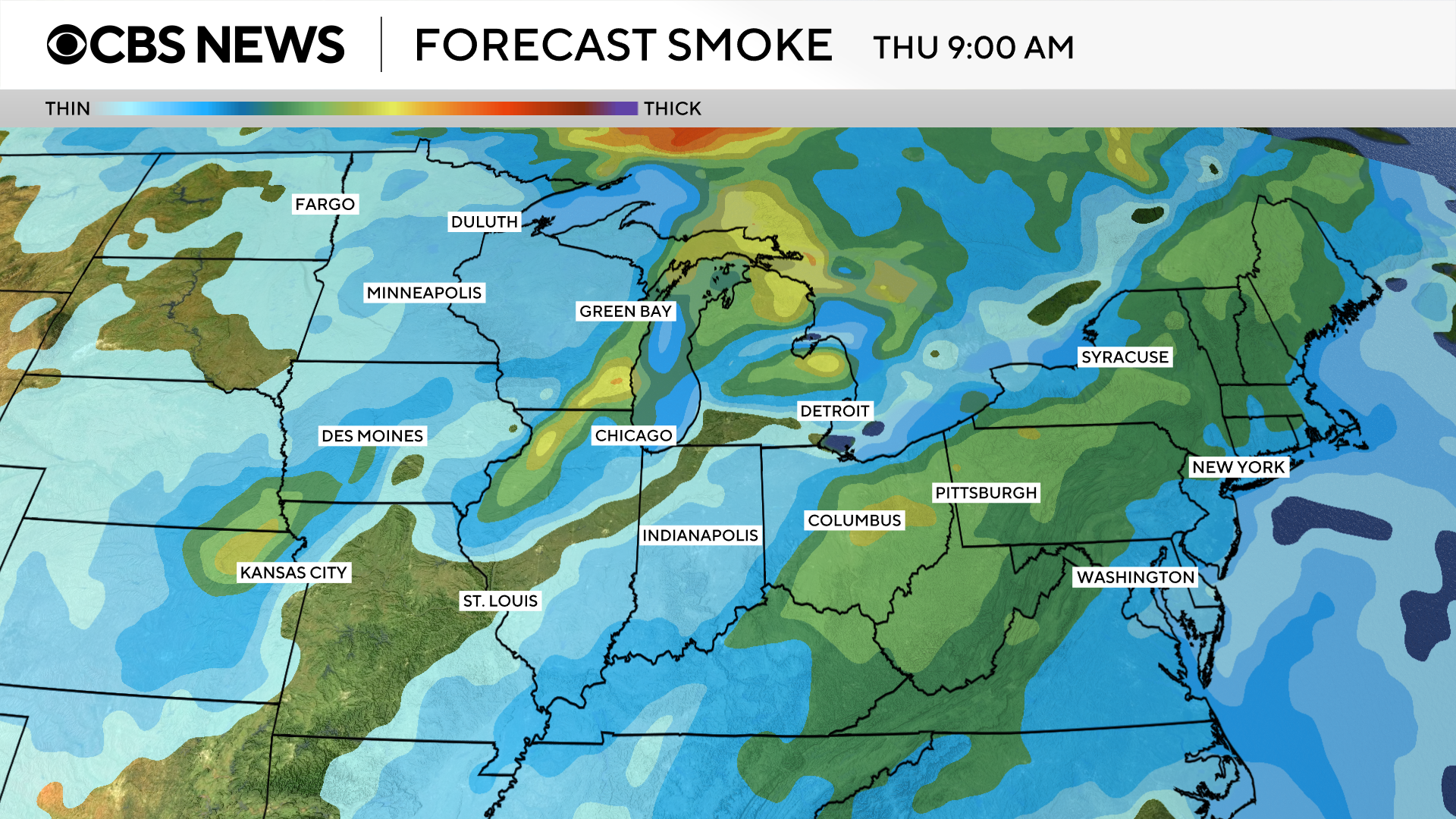 Maps show the air quality of the USA and the forecast of Forest Fire of Canada 3 Thu-9am.png