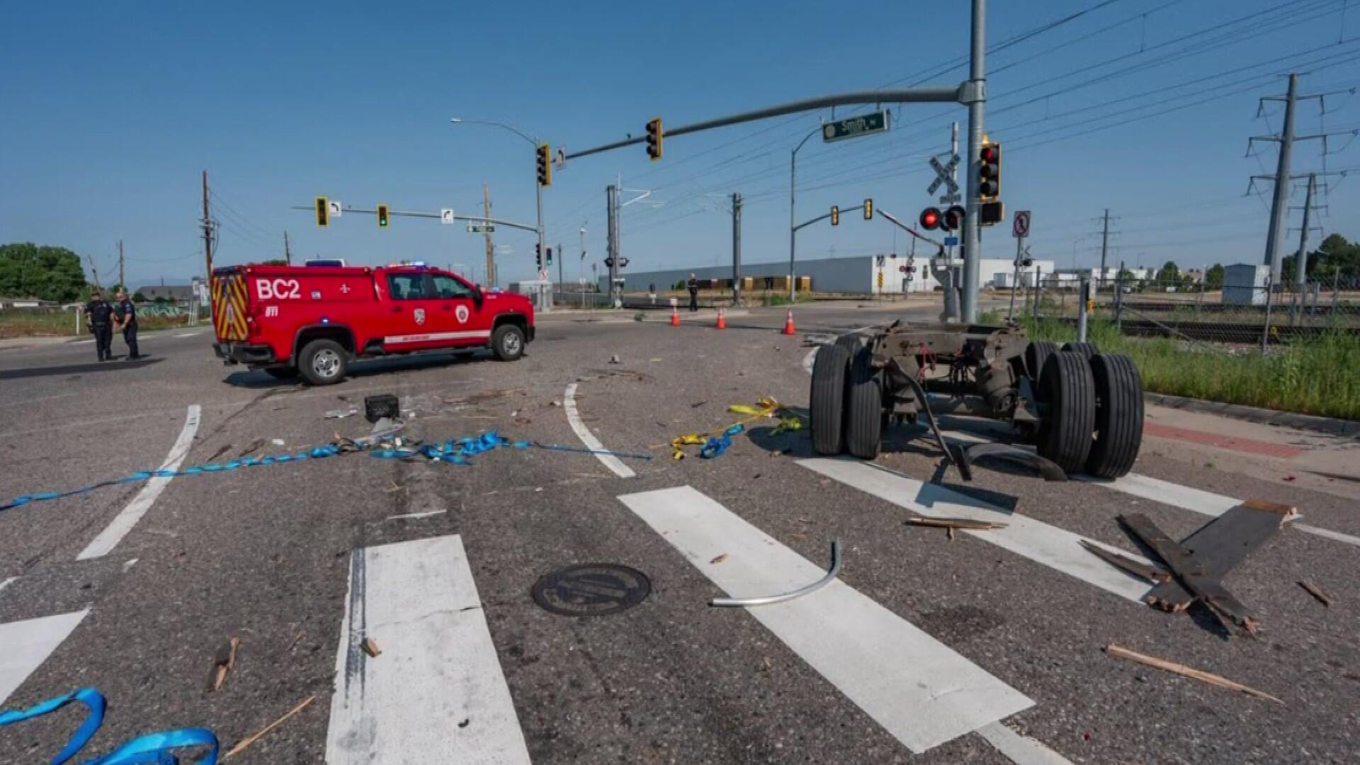 RTD's A Line train collides with semi truck in Aurora, minor injuries ...