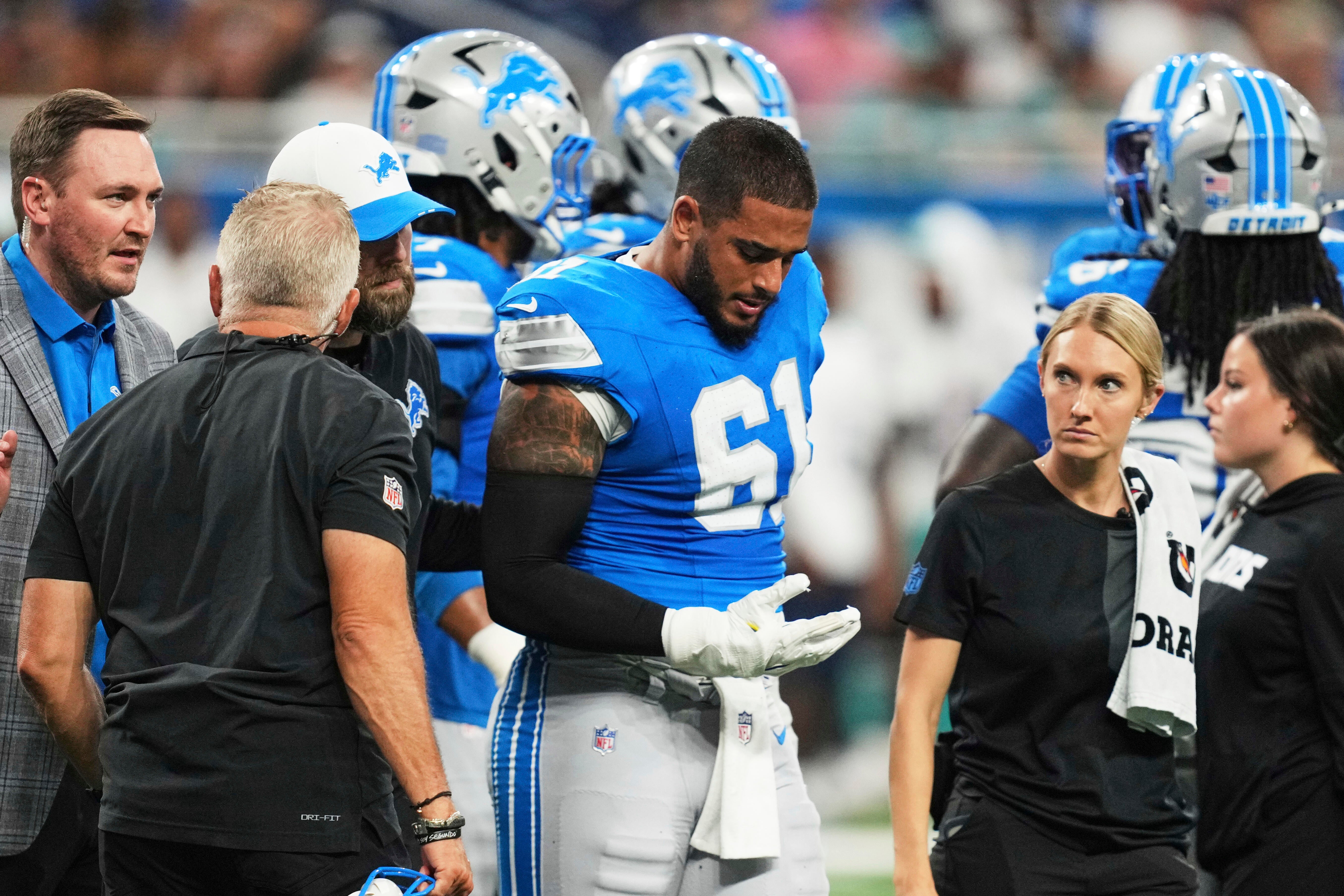 Lions rookie edge rusher Ahmed Hassanein out with pectoral injury