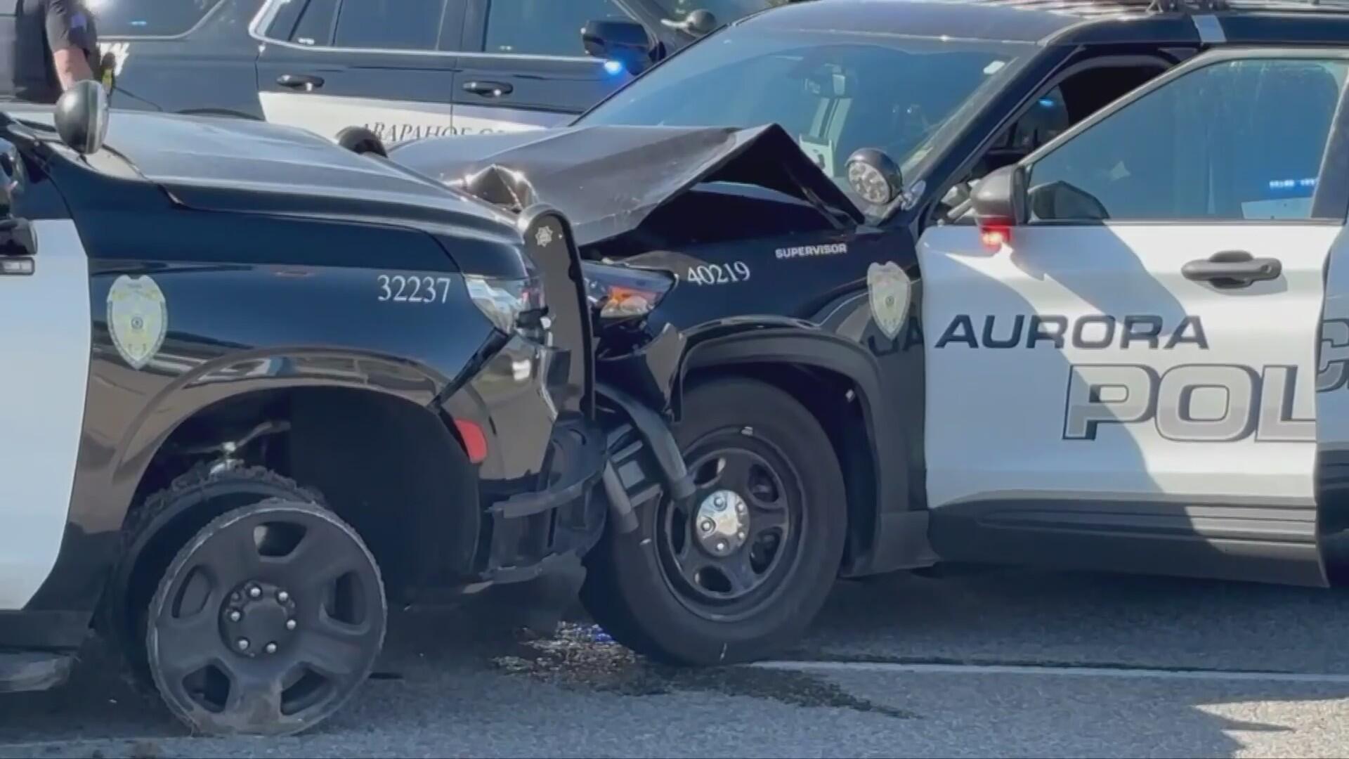 Aurora police crash into patrol vehicle on purpose to stop suspect ...