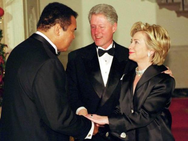 Muhammad Ali, Bill Clinton and Hillary Clinton 