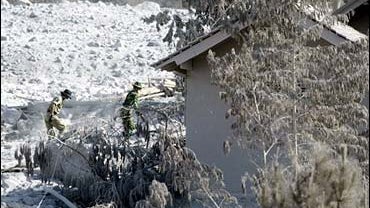 Ash covers Mt. Merapi in Indonesia following June 2006 eruption 