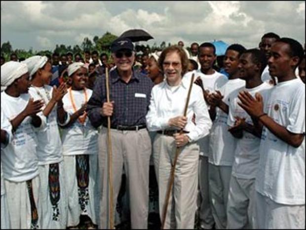 Jimmy and Rosalynn Carter in Mosebo, Ethiopia, 9-15-05, where the Carter Center is fighting the eye disease trachoma. 