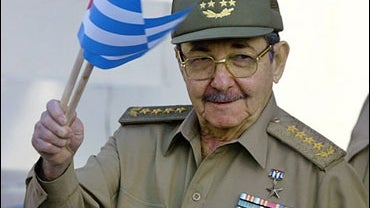 Raul Castro (Fidel's brother), at a rally in Old Havana, Nov. 9, 2002 