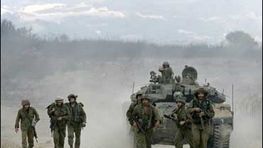 Israeli army military vehicles and troops 