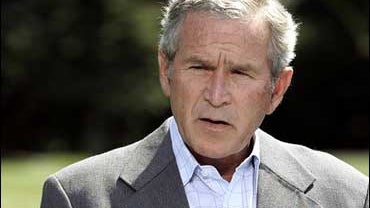 President Bush during a news conference on Friday, Aug. 18, 2006 in Camp David, Md. 