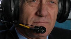Israeli Prime Minister Ehud Olmert travels by helicopter to visit towns in northern Israel, Aug. 29, 2006. 