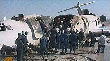 Russian-made TU-154 passenger plane that caught fire 