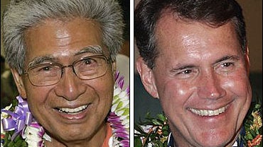 US Senator Daniel Akaka and US Congressman hopeful Ed Case 