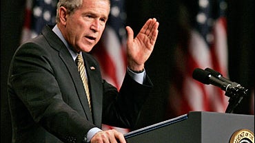 President Bush speaks about the war on terror at a hotel in Washington 