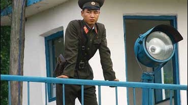 NKorean soldier at Chinese border checkpoint 