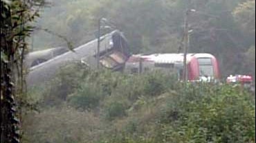 Train collision in northeastern France. 