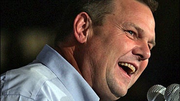Democratic U.S. senate candidate Jon Tester speaks to supporters during his election night party November 7, 2006 in Great Falls, Montana. 