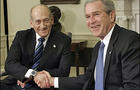 President Bush shakes hands with Israeli Prime Minister Ehud Olmert in the Oval Office of the White House 