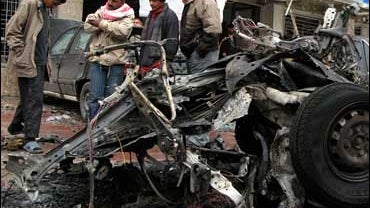 Remains of a car bomb attacks in Baghdad, Jan. 6, 2007 