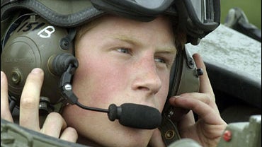 Prince Harry in a Spartan armoured reconnaissance vehicle 