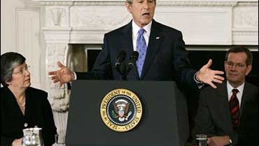 President Bush, center, addresses the National Governors Association, Monday, Feb. 26, 2007, at the White House. 