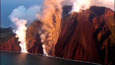 Eruption of the Stromboli volcano, Italy 