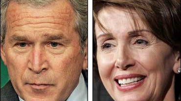 Representative of California Nancy Pelosi and President George W. Bush 
