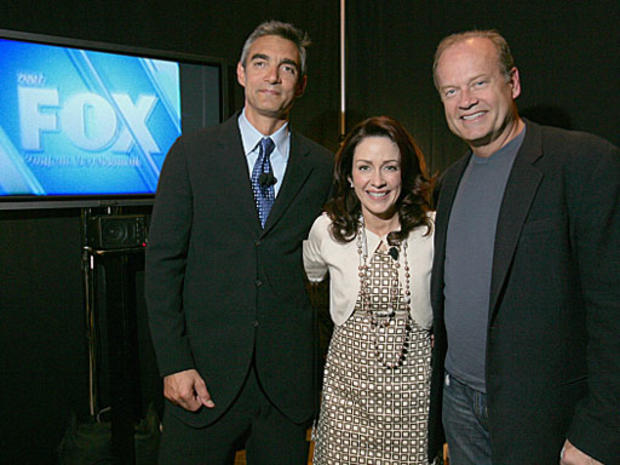 Fox Entertainment President Peter Liguori with Patricia Heaton and Kelsey Grammer 