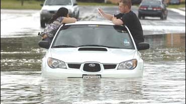 Motorists stranded by floodwaters in Killeen, Tex. 