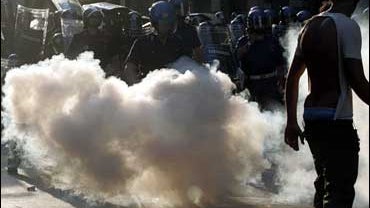 Anti-war protesters clash with police, Rome, Saturday, June 9, 2007 
