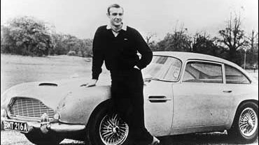 Sean Connery with Aston Martin DB5 from movie "Goldfinger" 