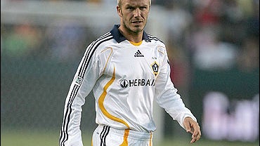 David Beckham plays in his first match for the LA Galaxy vs. Chelsea FC soccer game July 22, 2007 