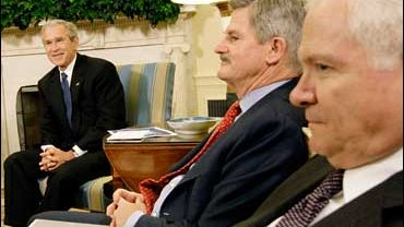 President Bush, VA Secretary Jim Nicholson, Defense Secretary Robert Gates 