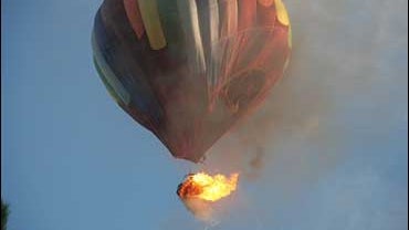 Hot air balloon, fire, trailer park, crash 
