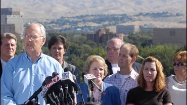 Sen. Larry Craig, R-Idaho, announces his resignation from the Senate, Saturday, Sept. 1, 2007. 