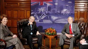 President Bush with Australian Labor Party leader Kevin Rudd, and Julia Gillard, deputy opposition leader 