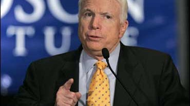 Republican presidential hopeful Arizona Sen. John McCain speaks at the Hudson Institute's New York Briefing Council, Thursday, Sept. 27, 2007, in New York. (AP Photo/Frank Franklin II) 