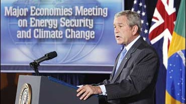 President Bush speaks at a White House sponsored conference on Energy Security and Climate Change 