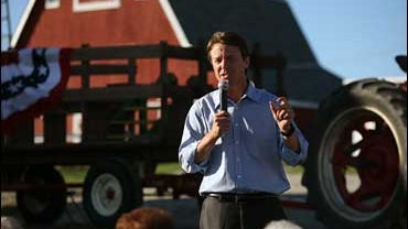Presidential hopeful former Sen. John Edwards, D-N.C., speaks at a town hall meeting in Mount Ayr, Iowa, on Monday, Oct. 8, 2007. 