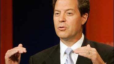 Republican presidential hopeful Sen. Sam Brownback, R-Kan., speaks during the GOP Presidential candidates debate at Ford Community and Performing Arts Center Tuesday, Oct. 9, 2007, in Dearborn, Mich. 