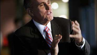 Republican presidential hopeful, former New York Mayor Rudy Giuliani speaks at a town hall meeting in Londonderry, N.H. Monday Oct. 29, 2007. 