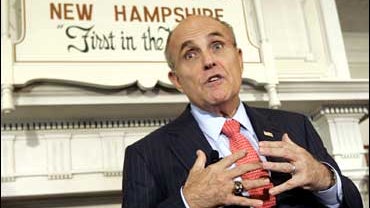 Republican presidential hopeful, former New York City Mayor Rudy Giuliani, campaigns in Dixville Notch, N.H., Friday, Nov. 2, 2007. 