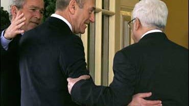 Bush, Olmert, Abbas at the White House 