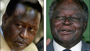 Opposition leader Raila Odinga and Kenyan President Mwai Kibaki 