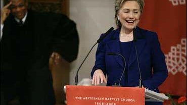 Sen. Hillary Rodham Clinton, D-N.Y., speaks at the Abyssinian Baptist Church in New York City 