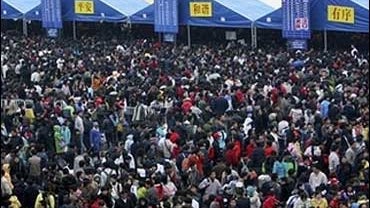 Hundreds of thousands of passengers were stranded at Guangzhou Railway Station in Guangzhou, in south China's Guangdong province 