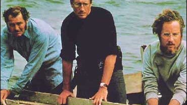 Robert Shaw, Roy Scheider and Richard Dreyfuss in "Jaws" (1975). 