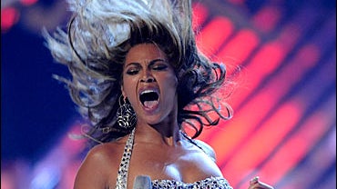 Beyonce performs at the 50th Annual Grammy Awards 
