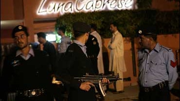 The site of a bomb explosion in Islamabad, Pakistan 