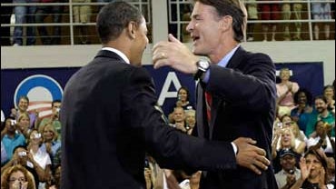 Barack Obama and Evan Bayh 