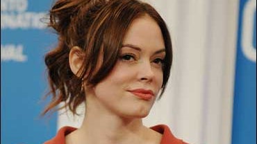 Actress Rose McGowan participates in a press conference for the film "Fifty Dead Men Walking" during the Toronto International Film Festival on Wednesday, Sept. 10, 2008, in Toronto. 