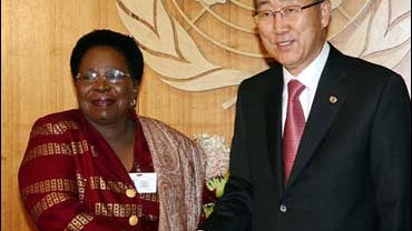 U.N. secretary General Ban Ki-moon meets with Nkosazana C. Dlamini Zuma, Foreign Minister of South Africa 
