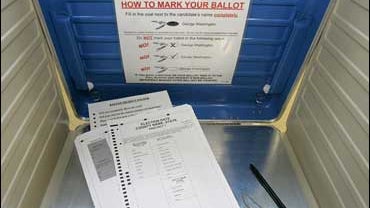 paper ballots is shown at the Cuyahoga County Board of Elections in Cleveland 