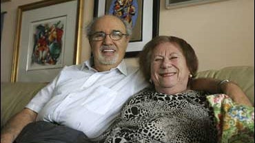 Herman and Roma Rosenblat pose for a photo in their North Miami Beach, Fla. home, Sept. 25, 2008 as they talk about "Angel Girl," the book written by Laurie Friedman, about the beginning of their relationship during the Holocaust. 